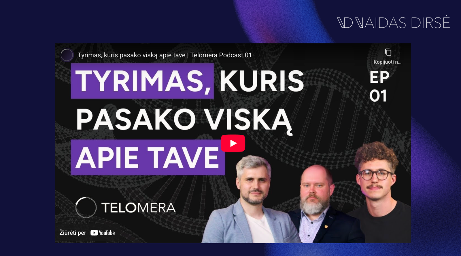 Vaidas Dirsė ir Rimvydas Norvilas kalba apie genomo tyrimus, gyvensenos genetiką ir ilgaamžiškumo mokslą.