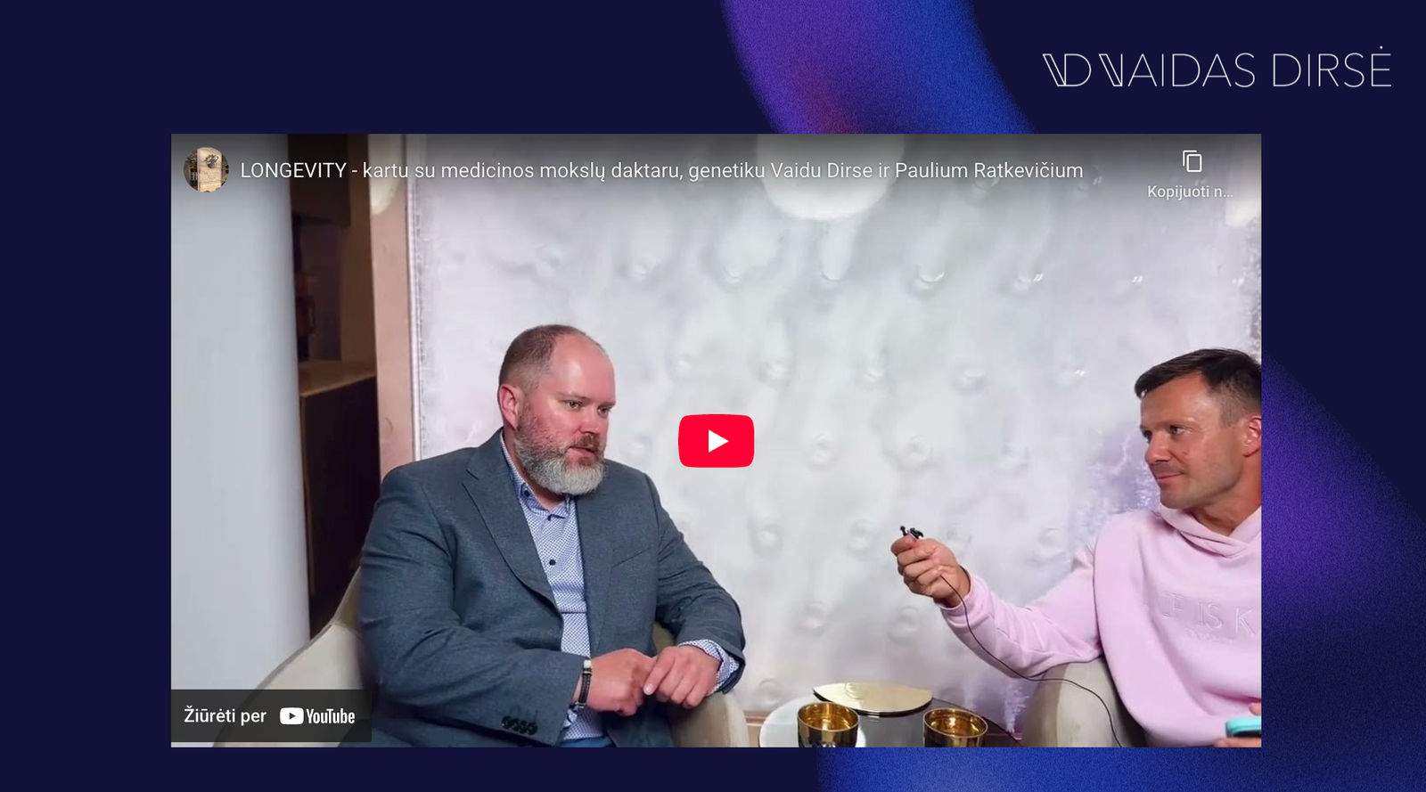 Vaidas Dirsė „Era Esthetic Avenue“ klinikoje pristato longevity programą, NAD+ terapiją ir biologinio amžiaus vertinimą.